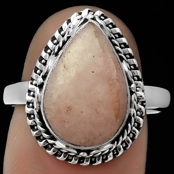 Natural Pink Scolecite Ring size-8.5 SDR179525 R-1279, 10x15 mm