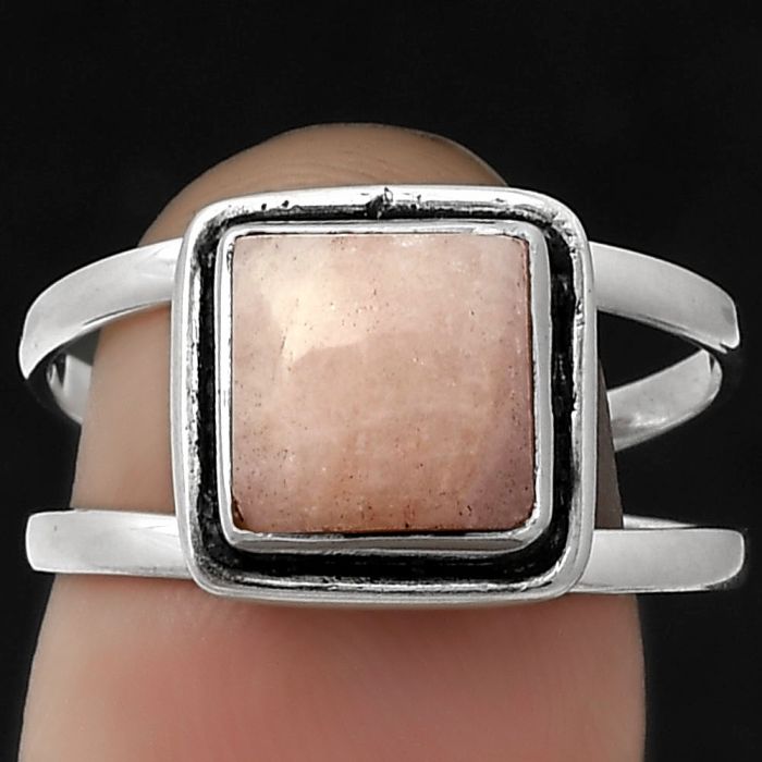 Natural Pink Scolecite Ring size-8 SDR179570 R-1156, 8x8 mm