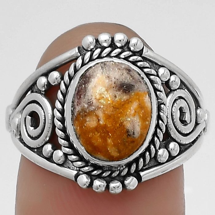 Natural Indian Blanket Jasper Ring size-7.5 SDR179583 R-1270, 8x10 mm