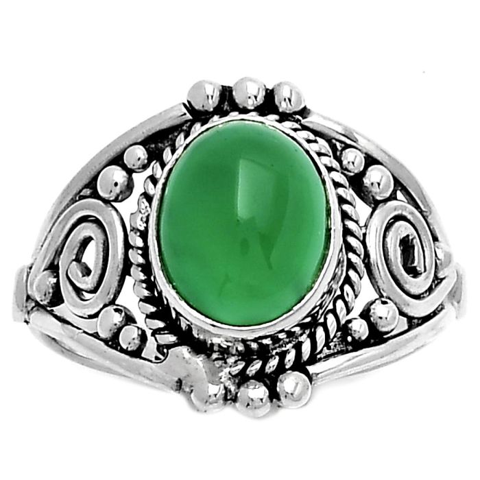 Natural Green Onyx Ring size-8.5 SDR179604 R-1270, 8x10 mm