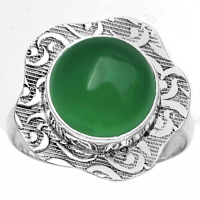 Natural Green Onyx Ring size-7 SDR179675 R-1090, 10x10 mm