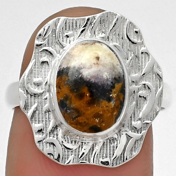 Natural Indian Blanket Jasper Ring size-7.5 SDR179683 R-1090, 8x10 mm