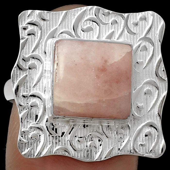 Natural Pink Scolecite Ring size-8.5 SDR179711 R-1090, 10x10 mm