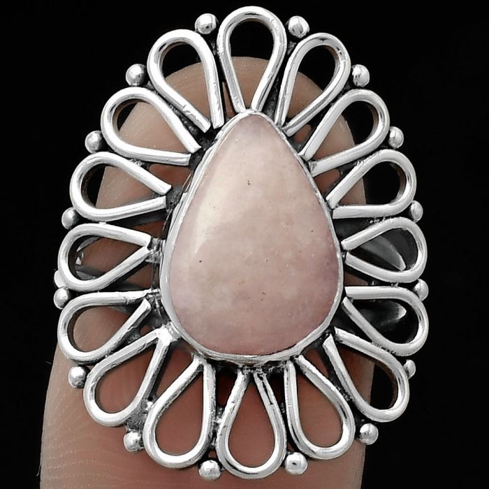 Natural Pink Scolecite Ring size-6.5 SDR179790 R-1527, 9x12 mm