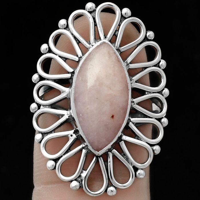 Natural Pink Scolecite Ring size-7 SDR179791 R-1527, 8x16 mm