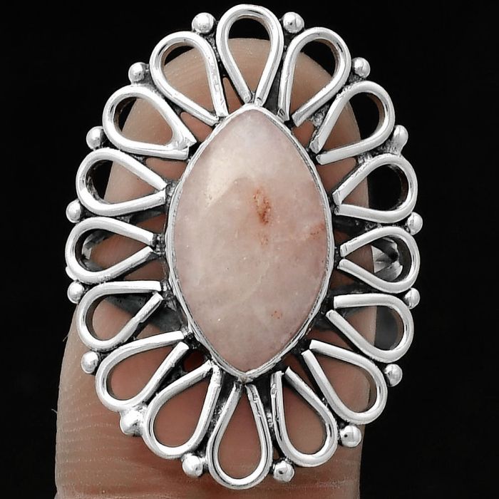 Natural Pink Scolecite Ring size-6.5 SDR179793 R-1527, 8x14 mm