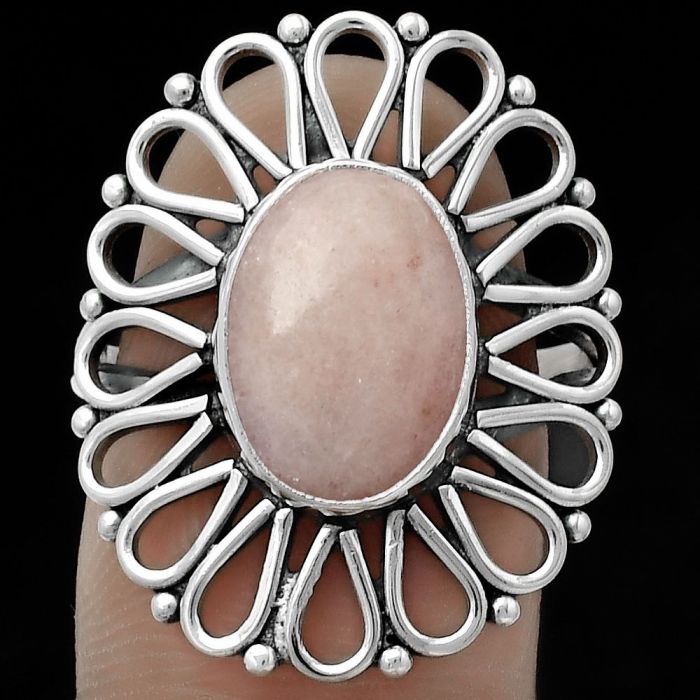 Natural Pink Scolecite Ring size-8 SDR179794 R-1527, 9x12 mm