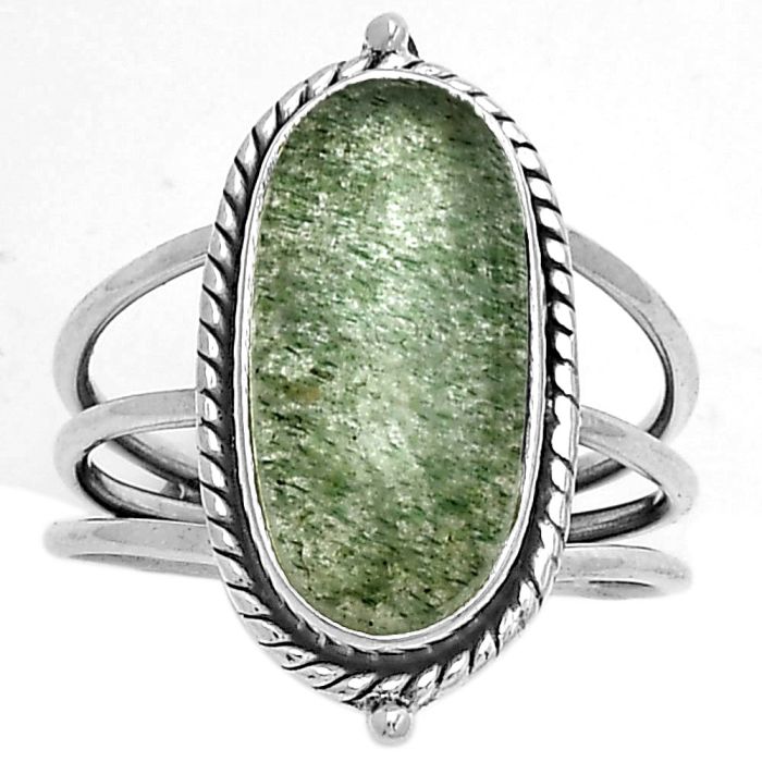 Natural Green Aventurine Ring size-7.5 SDR179800 R-1010, 8x17 mm