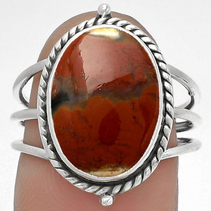 Natural Red Moss Agate Ring size-7.5 SDR179823 R-1010, 11x15 mm