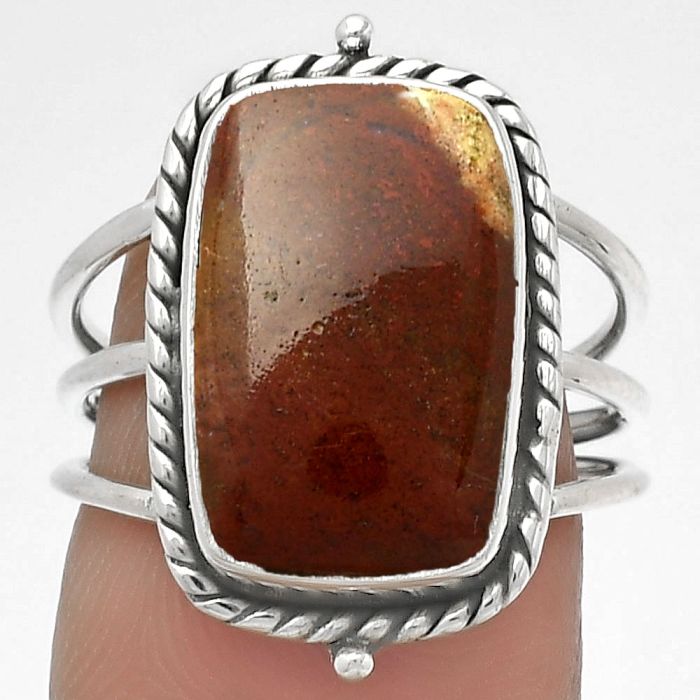 Natural Red Moss Agate Ring size-7 SDR179833 R-1010, 10x16 mm