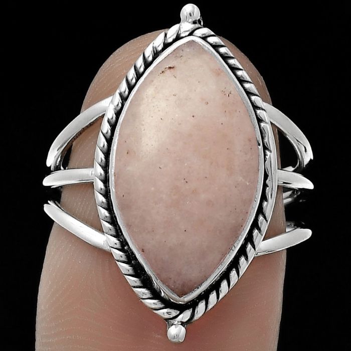 Natural Pink Scolecite Ring size-7 SDR179837 R-1010, 10x18 mm