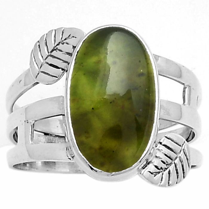 Natural Chrome Chalcedony Ring size-7.5 SDR179843 R-1400, 8x14 mm