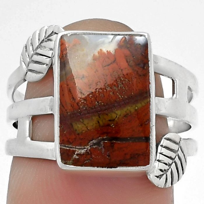 Natural Red Moss Agate Ring size-8 SDR179855 R-1400, 9x13 mm