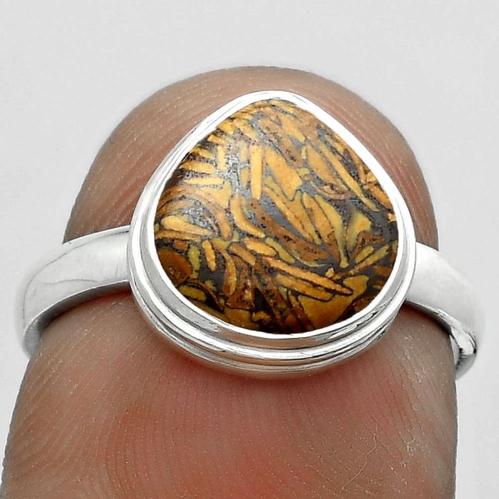 Natural Coquina Fossil Jasper - India Ring size-7 SDR179965 R-1007, 10x10 mm