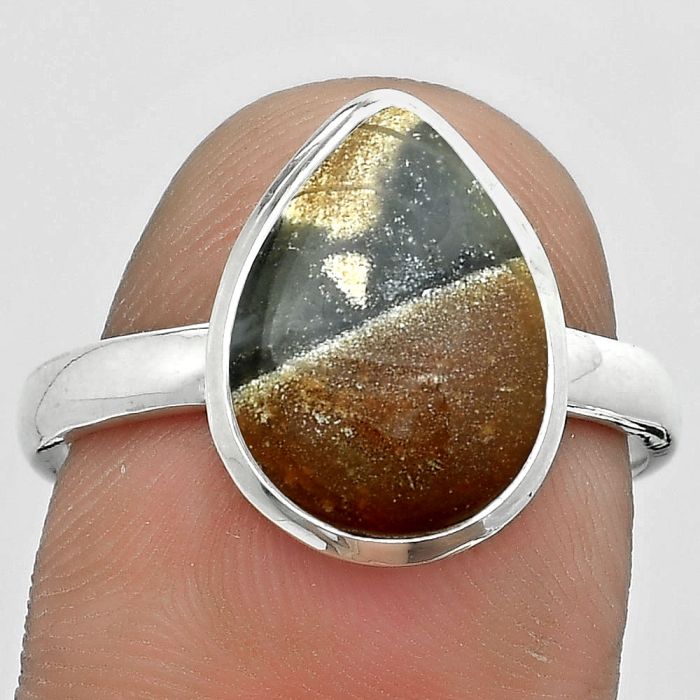 Natural Tabu Jasper Ring size-8.5 SDR180248 R-1007, 9x13 mm