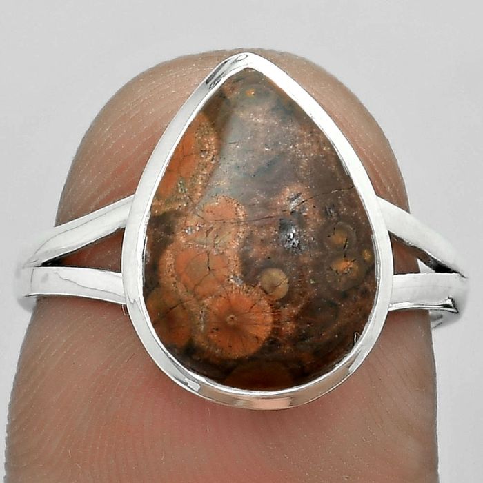 Natural Leopard Skin Jasper Ring size-7.5 SDR180290 R-1008, 9x13 mm