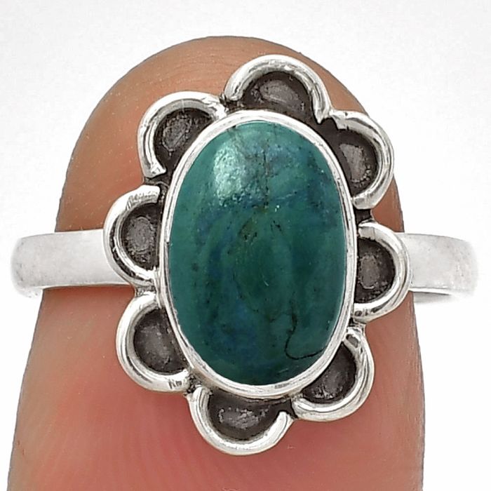 Natural Azurite Chrysocolla Ring size-7 SDR180714 R-1092, 7x11 mm