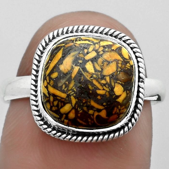 Coquina Fossil Jasper - India Ring size-8.5 SDR180831 R-1009, 11x11 mm