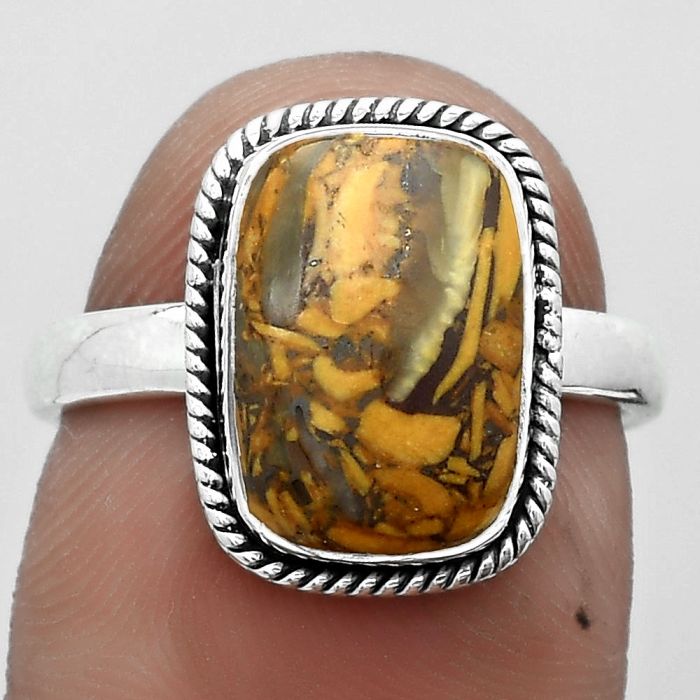 Natural Coquina Fossil Jasper - India Ring size-7 SDR180839 R-1009, 8x12 mm