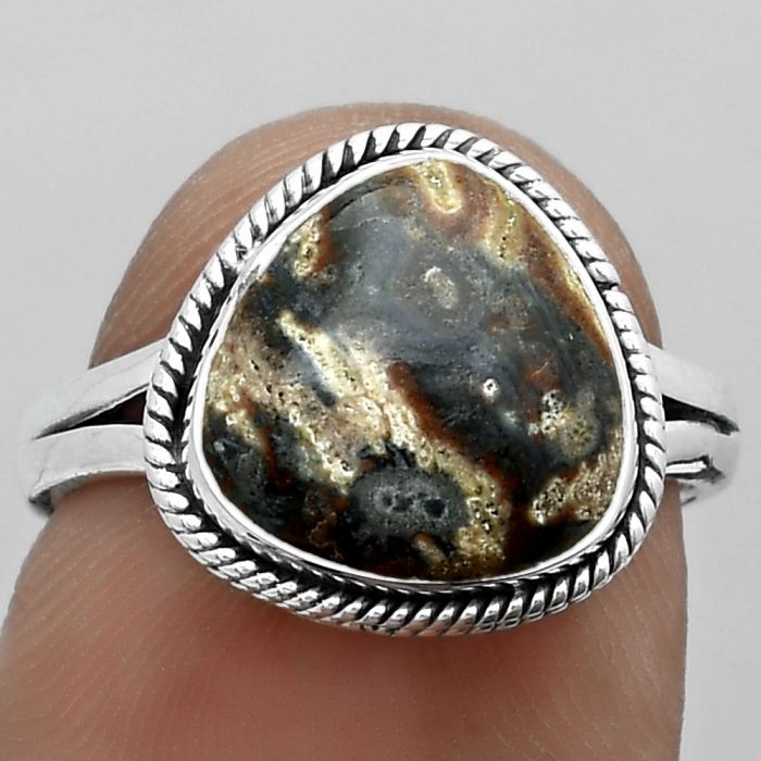 Natural Viper Skin Jasper Ring size-7 SDR180846 R-1010, 11x11 mm