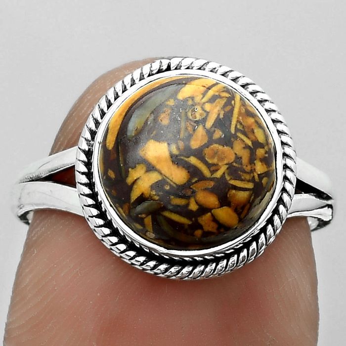 Natural Coquina Fossil Jasper - India Ring size-7 SDR180911 R-1010, 10x10 mm