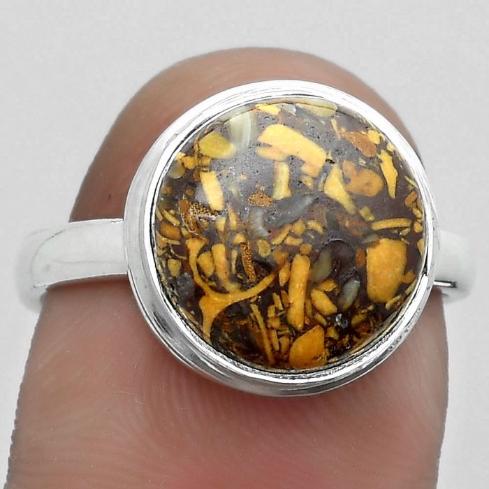 Natural Coquina Fossil Jasper - India Ring size-8 SDR181008 R-1007, 12x12 mm