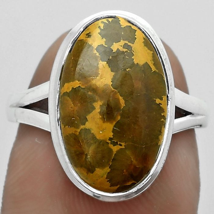 Natural Bamboo Jasper Ring size-7 SDR181041 R-1008, 10x16 mm