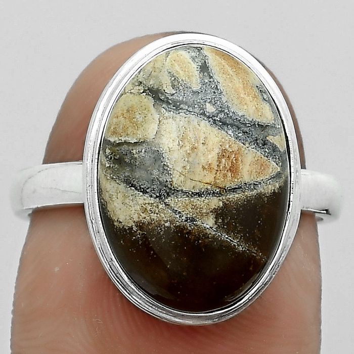 Natural Tabu Jasper Ring size-8 SDR181043 R-1007, 11x16 mm