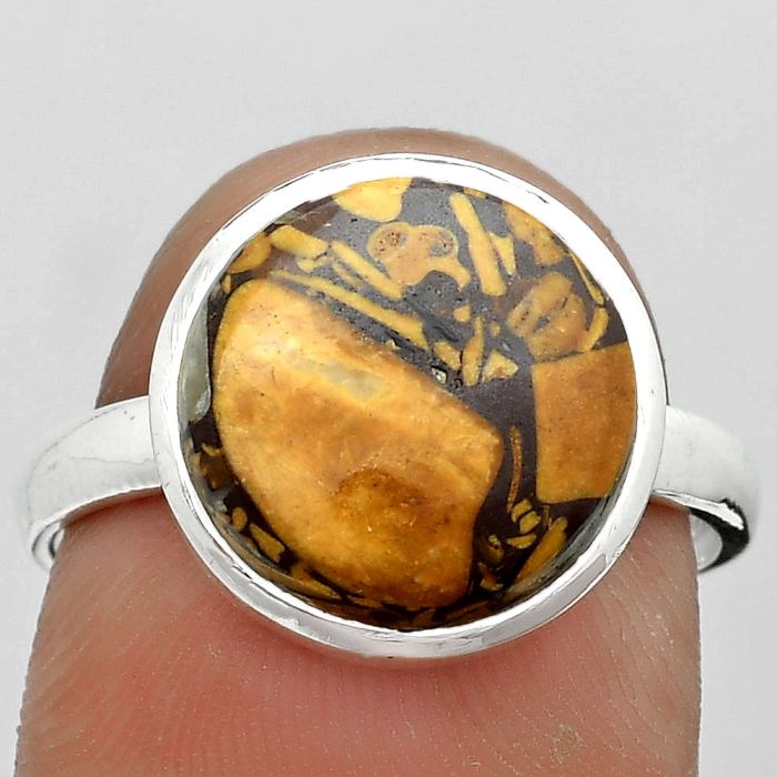 Coquina Fossil Jasper - India Ring size-8.5 SDR181145 R-1007, 12x12 mm