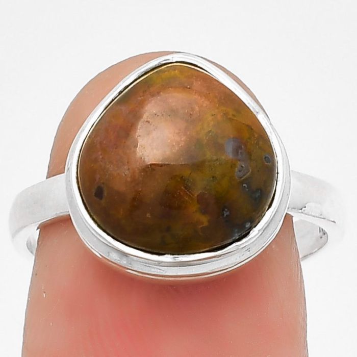 Natural Red Moss Agate Ring size-8 SDR181179 R-1007, 12x12 mm