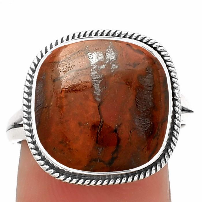 Natural Red Moss Agate Ring size-8.5 SDR181274 R-1010, 14x14 mm