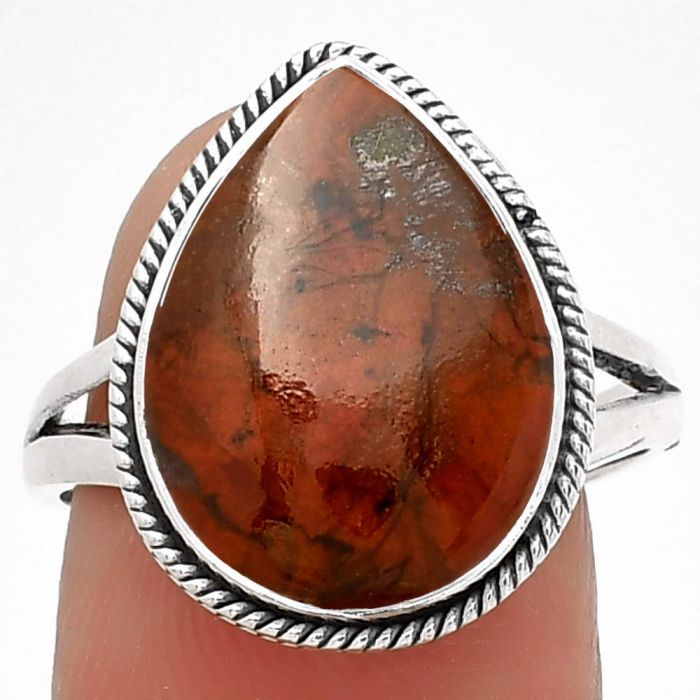 Natural Red Brecciated Jasper Ring size-8.5 SDR181277 R-1010, 12x16 mm