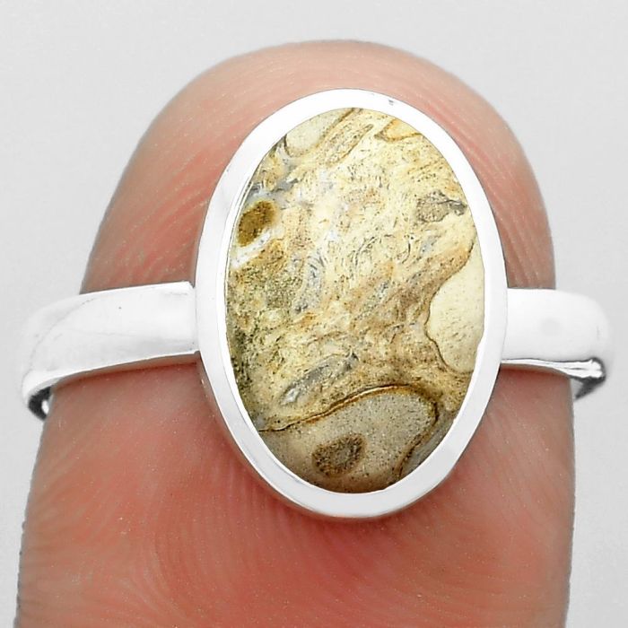 Natural Rock Calcy Ring size-8 SDR181542 R-1004, 8x13 mm