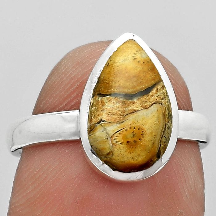 Natural Rock Calcy Ring size-7 SDR181582 R-1004, 8x12 mm