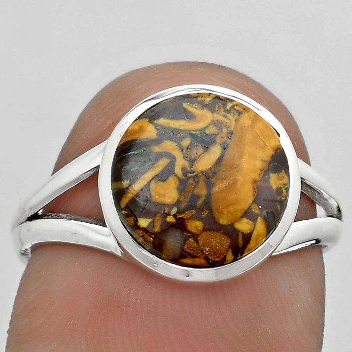 Coquina Fossil Jasper - India Ring size-7.5 SDR181621 R-1005, 12x12 mm