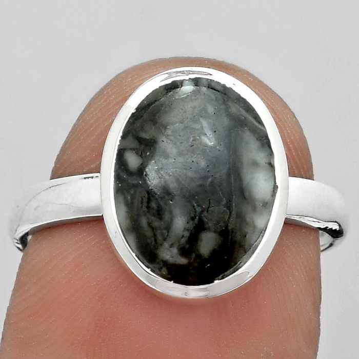 Natural Mexican Cabbing Fossil Ring size-8 SDR181634 R-1004, 9x12 mm
