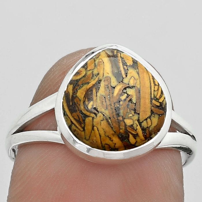 Natural Coquina Fossil Jasper - India Ring size-8 SDR181642 R-1005, 11x11 mm