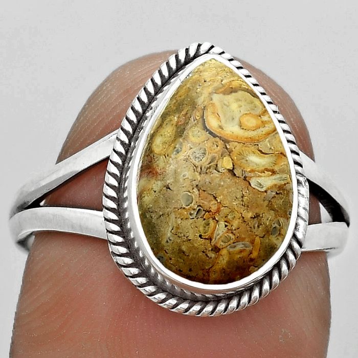 Natural Rock Calcy Ring size-8 SDR181655 R-1010, 9x13 mm