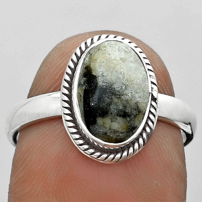 Natural Sesame Jasper Ring size-7.5 SDR181673 R-1009, 7x11 mm