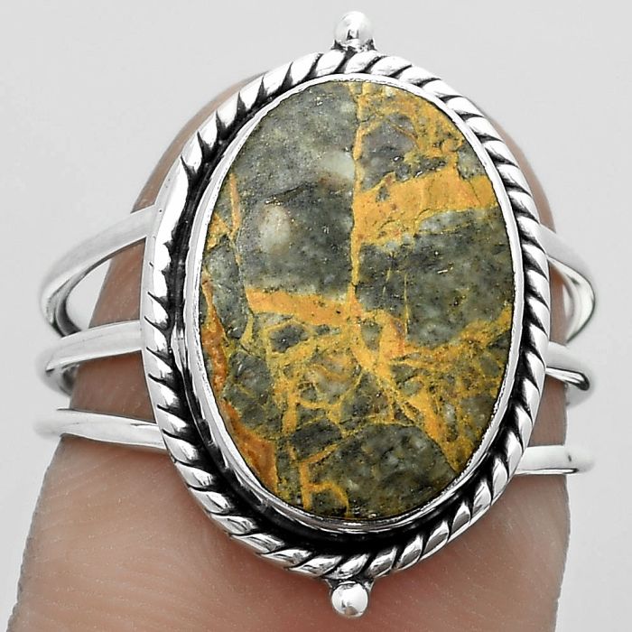 Natural Moroccan Yellow Jacket Jasper Ring size-7 SDR181846 R-1010, 11x15 mm