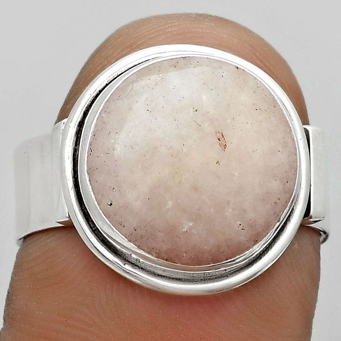 Natural Pink Scolecite Ring size-8 SDR182051 R-1521, 13x13 mm