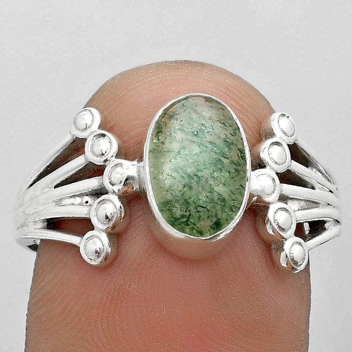 Natural Green Aventurine Ring size-9 SDR182078 R-1249, 6x10 mm