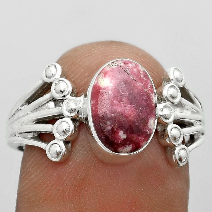 Natural Pink Thulite - Norway Ring size-8.5 SDR182104 R-1249, 7x10 mm