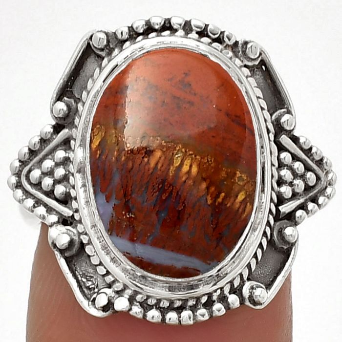 Natural Red Moss Agate Ring size-8 SDR182165 R-1557, 11x15 mm