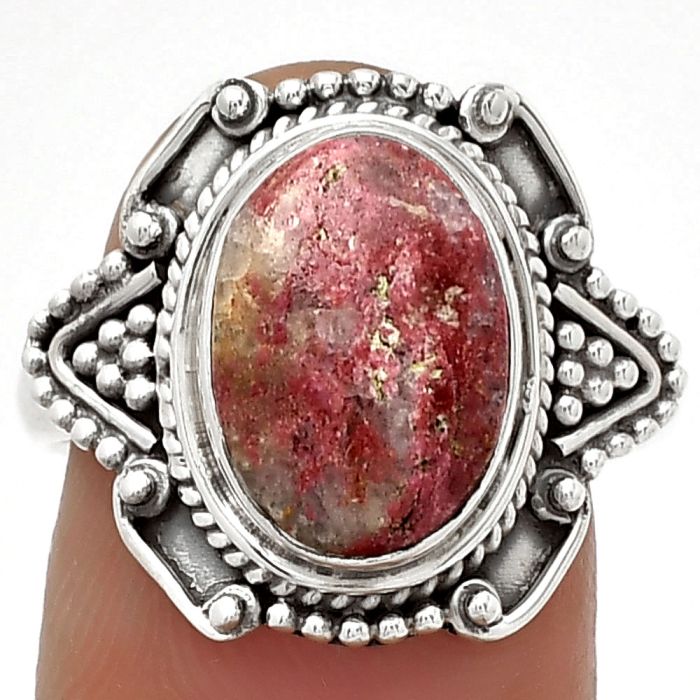 Natural Pink Thulite - Norway Ring size-8.5 SDR182168 R-1557, 9x13 mm