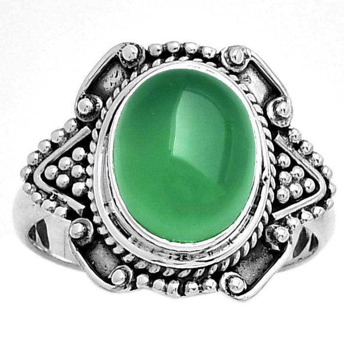 Natural Green Onyx Ring size-8 SDR182172 R-1557, 9x11 mm