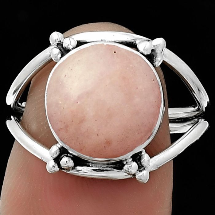 Natural Pink Scolecite Ring size-8 SDR182464 R-1246, 11x11 mm