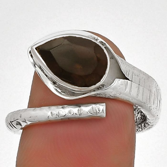 Adjustable - Smoky Quartz - Brazil Ring size-8 SDR182521 R-1306, 7x11 mm