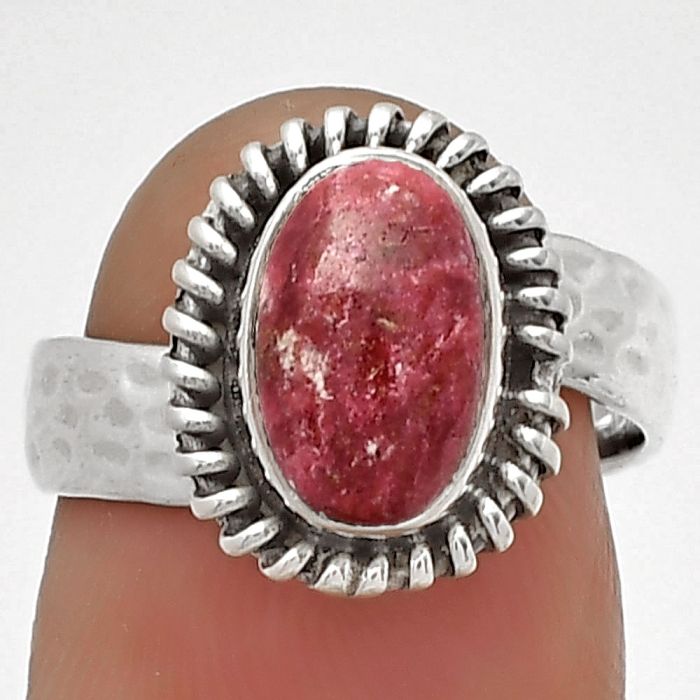 Natural Pink Thulite - Norway Ring size-6 SDR182602 R-1279, 7x10 mm