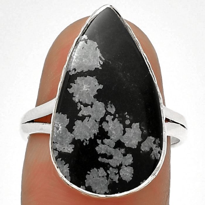 Natural Snow Flake Obsidian Ring size-7.5 SDR182688 R-1191, 12x21 mm